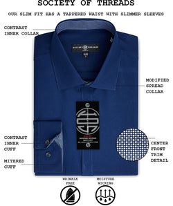 Society Of Threads Slim-fit Non-iron Performance Solid Dress Shirt Black thumbnail 3