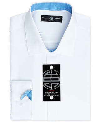 Society Of Threads Slim-fit Non-iron Performance Solid Dress Shirt White