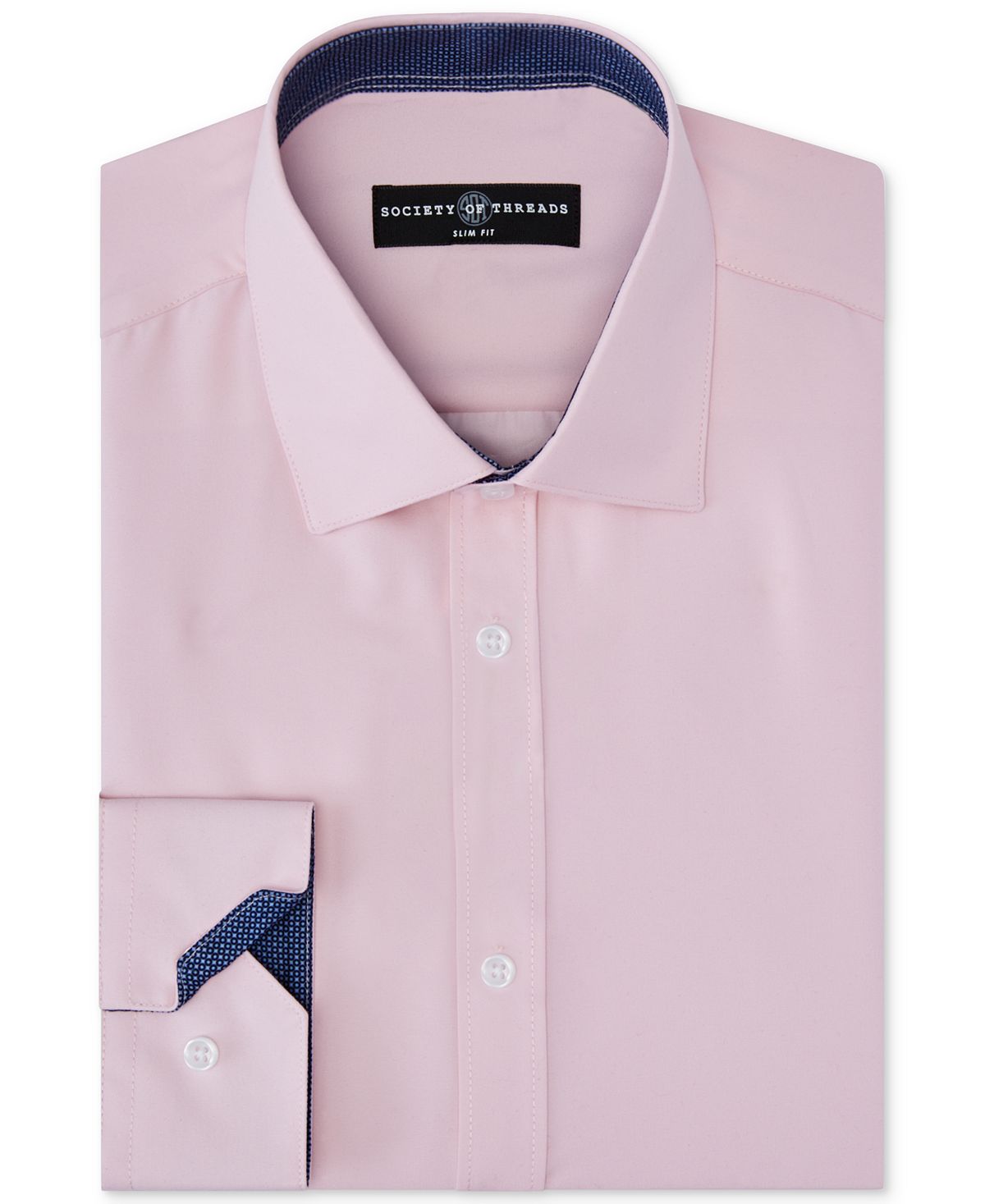 Society Of Threads Slim-fit Non-iron Stretch Solid Dress Shirt Ballet