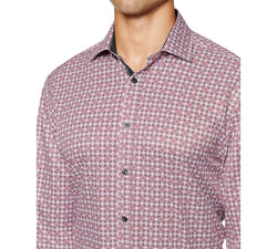 Society Of Threads Slim-fit Performance Print Dress Shirt Burgundy thumbnail 2
