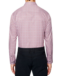 Society Of Threads Slim-fit Performance Print Dress Shirt Burgundy thumbnail 3