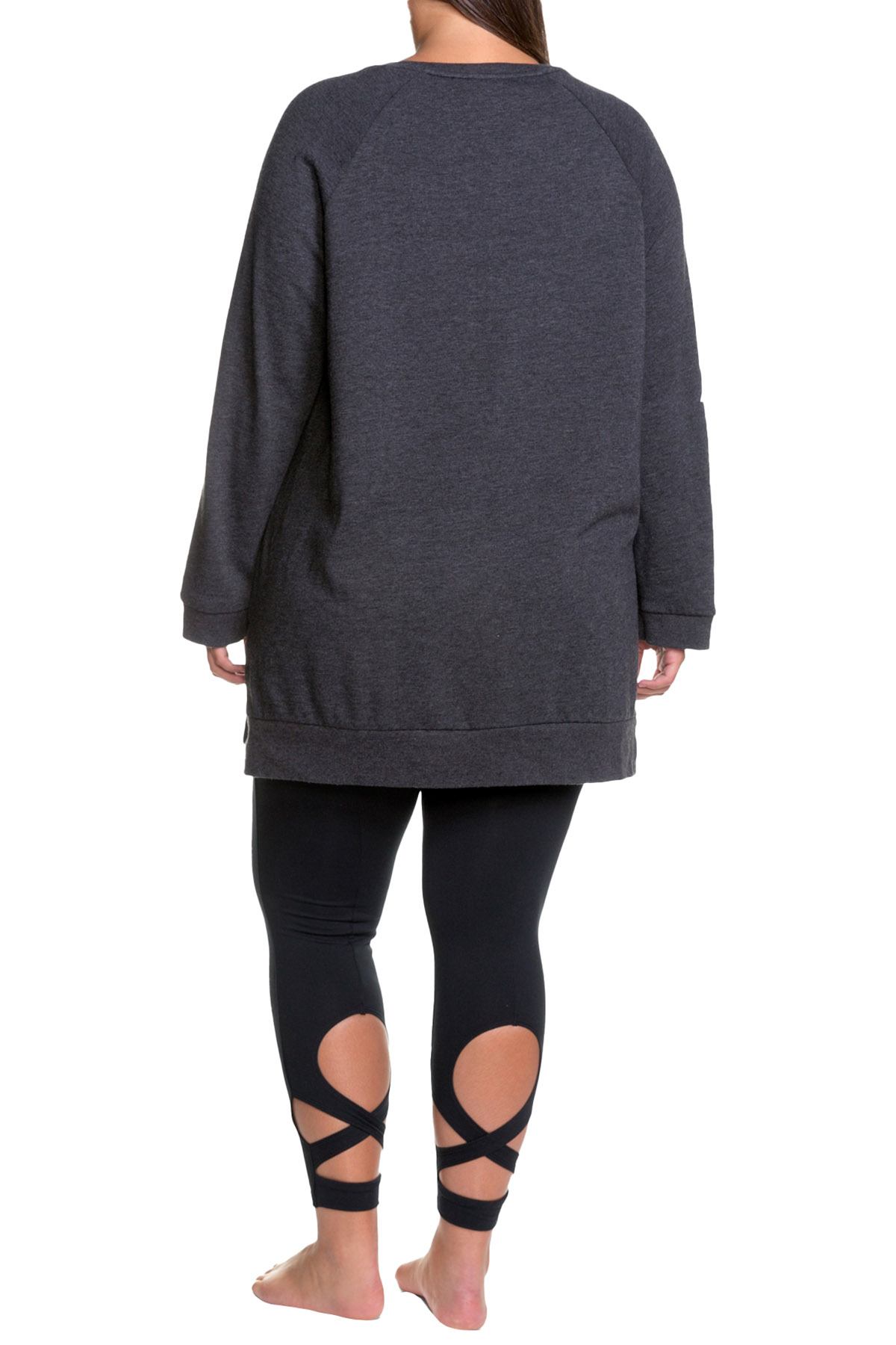 Soffee PLUS Heathered Black Curves Throwback Oversized Sweatshirt