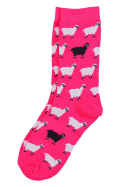 Sofra Hot-Pink Black Sheep Crew Socks thumbnail 1