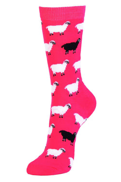 Sofra Hot-Pink Black Sheep Crew Socks thumbnail 2