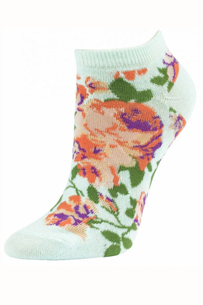 Sofra Light-Blue Floral No Show Socks 2-Pairs