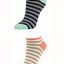 Sofra Pink/Blue Striped No Show Socks 2-Pairs