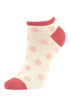Sofra Pink Sand Argyle Dots Cotton No Show Socks thumbnail 2