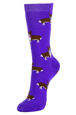 Sofra Purple Dapper Corgi Crew Socks thumbnail 2