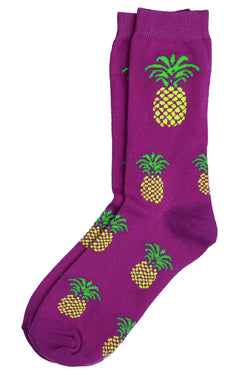 Sofra Purple Pineapple Crew Socks thumbnail 1