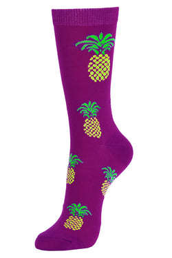 Sofra Purple Pineapple Crew Socks thumbnail 2