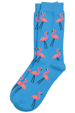 Sofra Turquoise Pink-Flamingo Crew Socks thumbnail 1