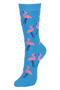 Sofra Turquoise Pink-Flamingo Crew Socks thumbnail 2