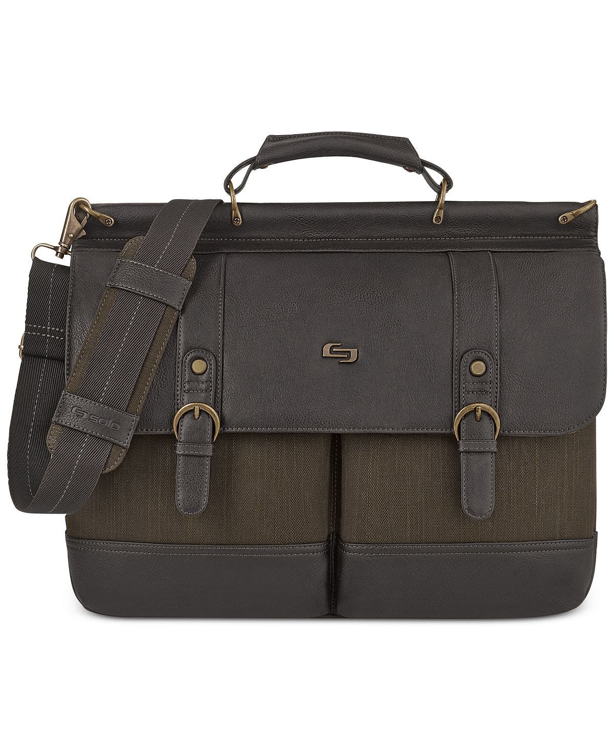 Solo Bradford 15.6" Flapover Laptop Briefcase Espresso/olive