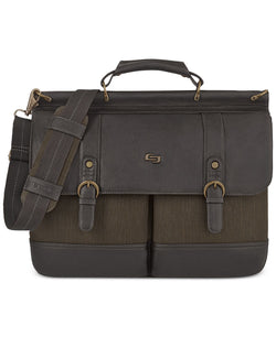 Solo Bradford 15.6" Flapover Laptop Briefcase Espresso/olive thumbnail 1