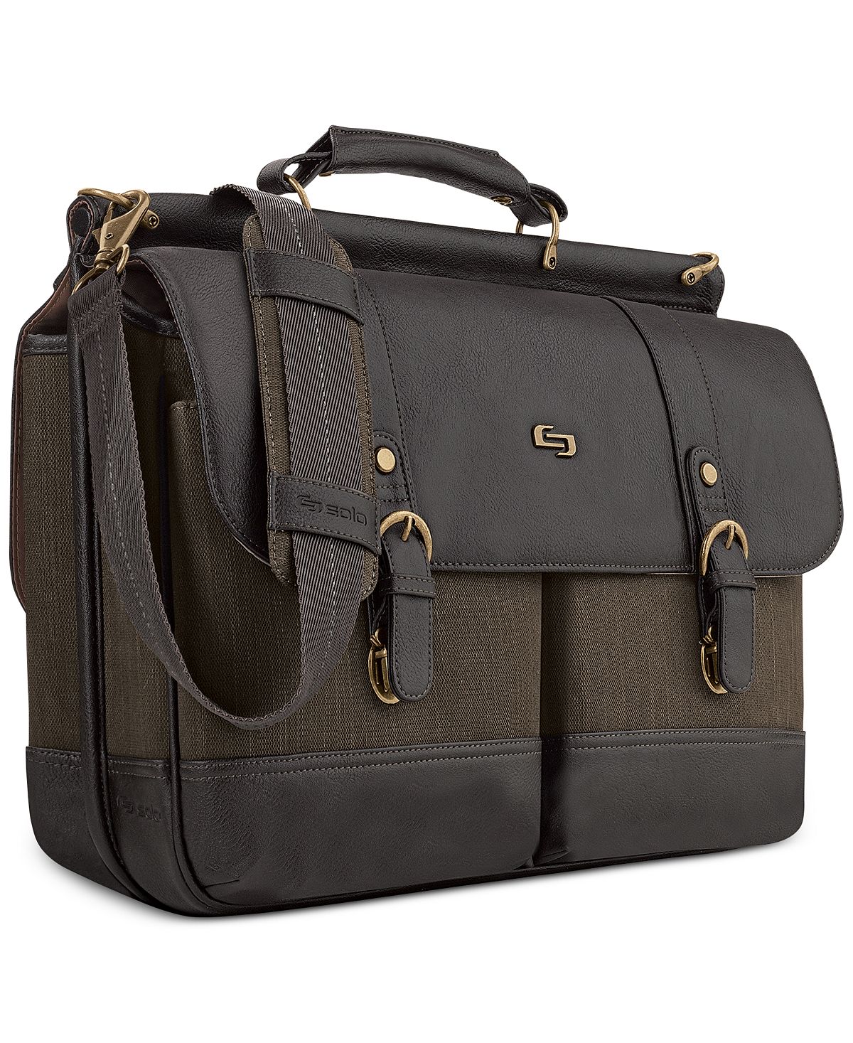 Solo Bradford 15.6" Flapover Laptop Briefcase Espresso/olive