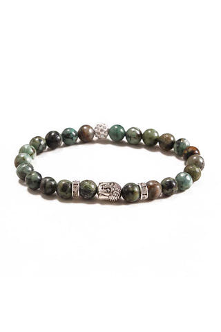 Something Strong African Loose Stone & Silver Buddha Bracelet