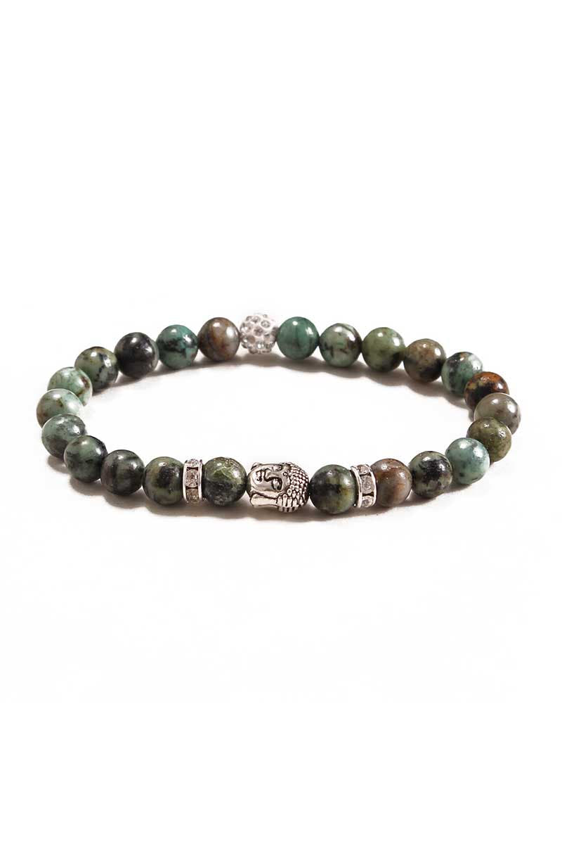 Something Strong African Loose Stone & Silver Buddha Bracelet
