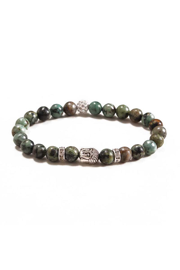 Something Strong African Loose Stone & Silver Buddha Bracelet