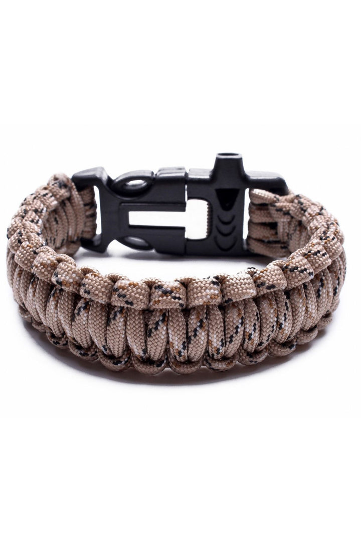 Something Strong Beige-Camo Paracord Fire-Starting Survival Bracelet