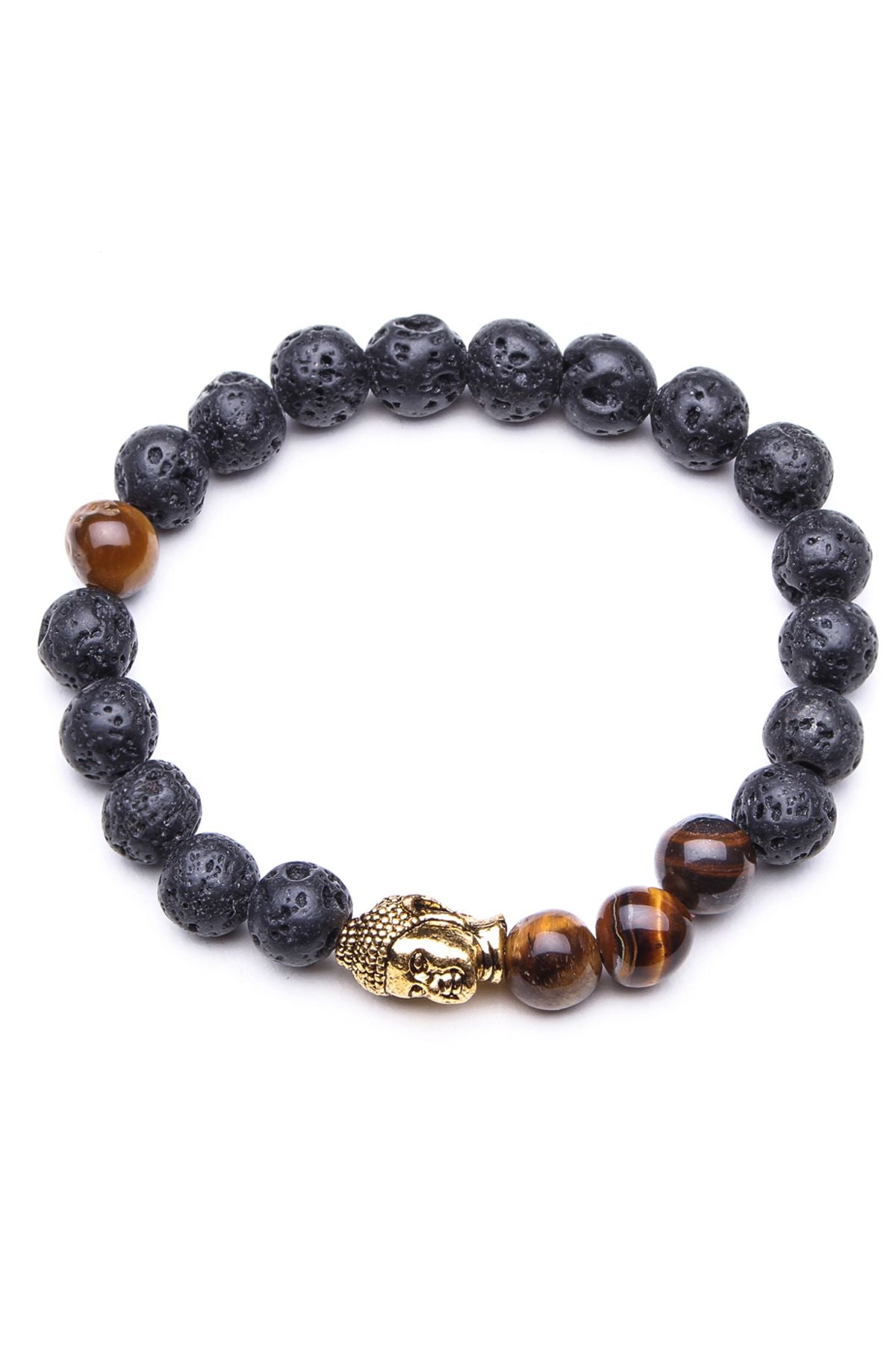 Something Strong Black Stone & Gold Buddha Bracelet