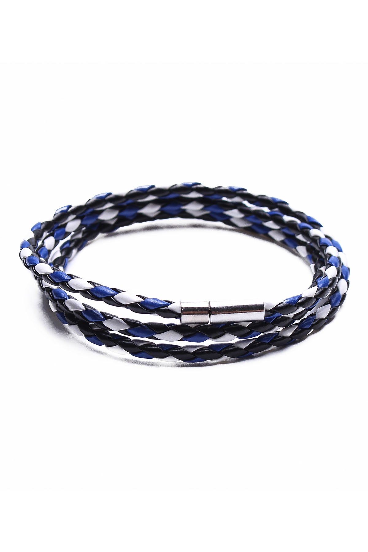 Something Strong Blue & White Vegan Leather Bracelet