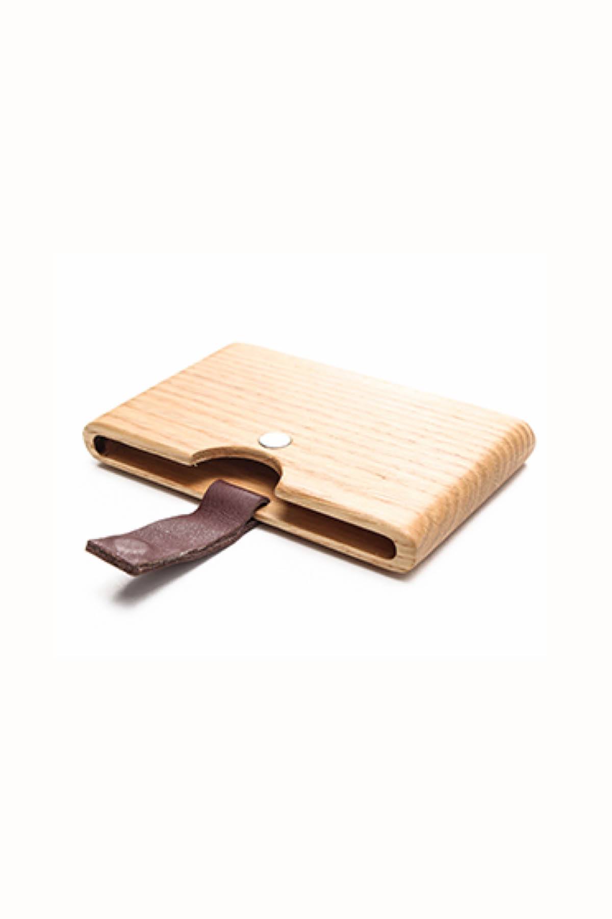 Something Strong Brown Oak Wood Card Case With Lacquer