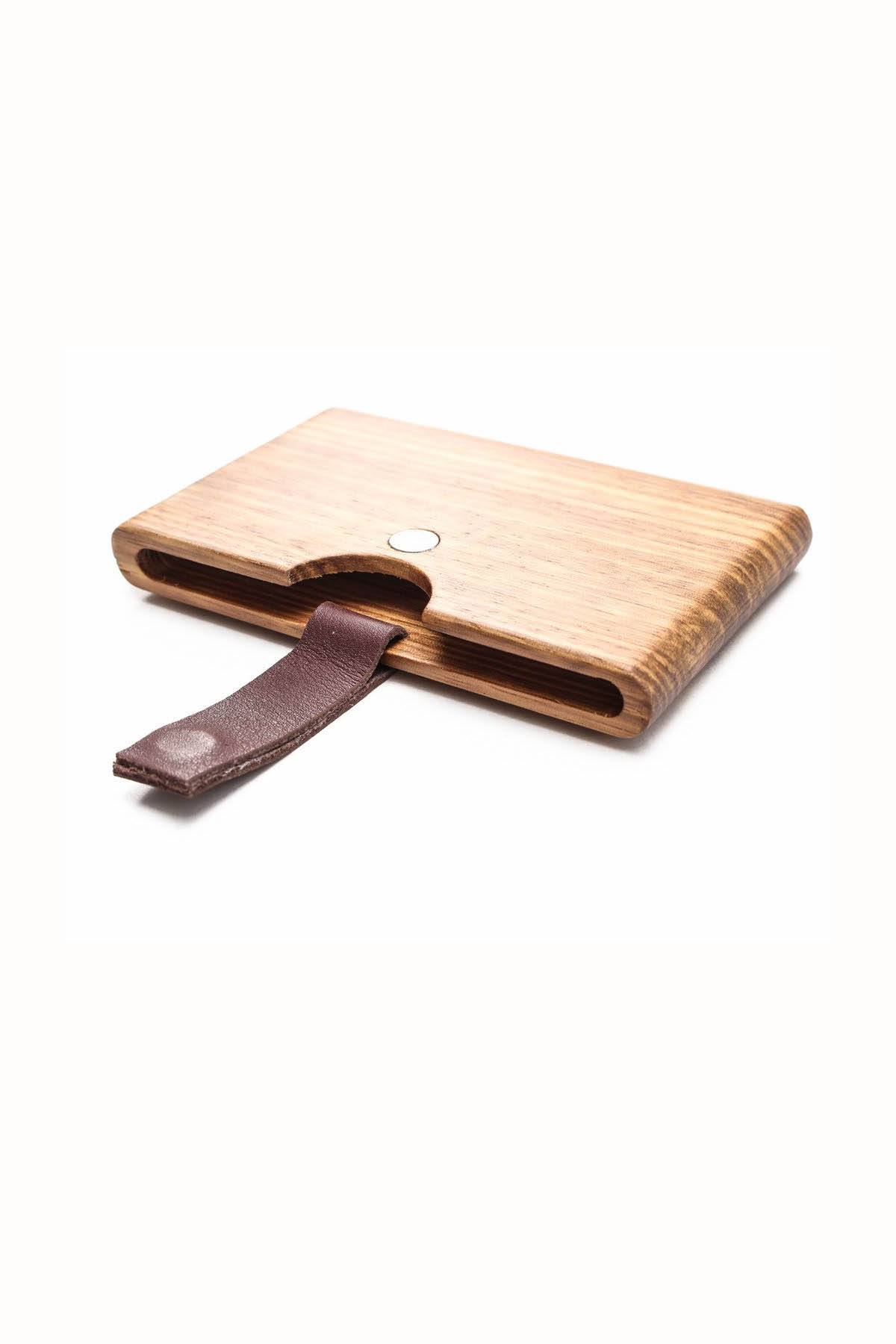 Something Strong Brown Zebra Wood Card Case With Lacquer