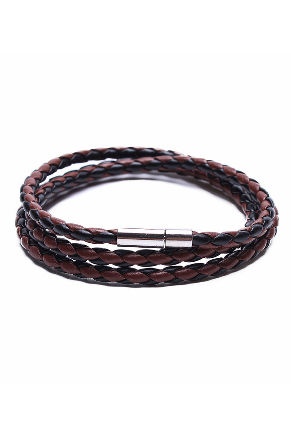 Something Strong Brown & Black Vegan Leather Bracelet