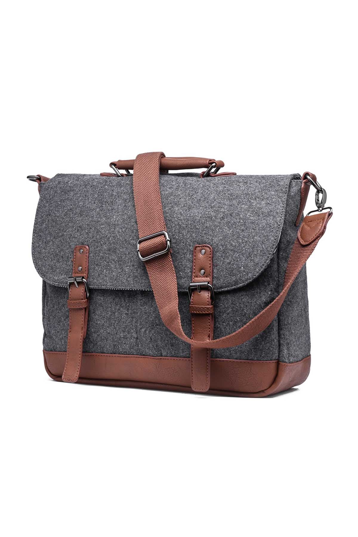 Something Strong Dark-Grey Something-Wooly Messenger Bag