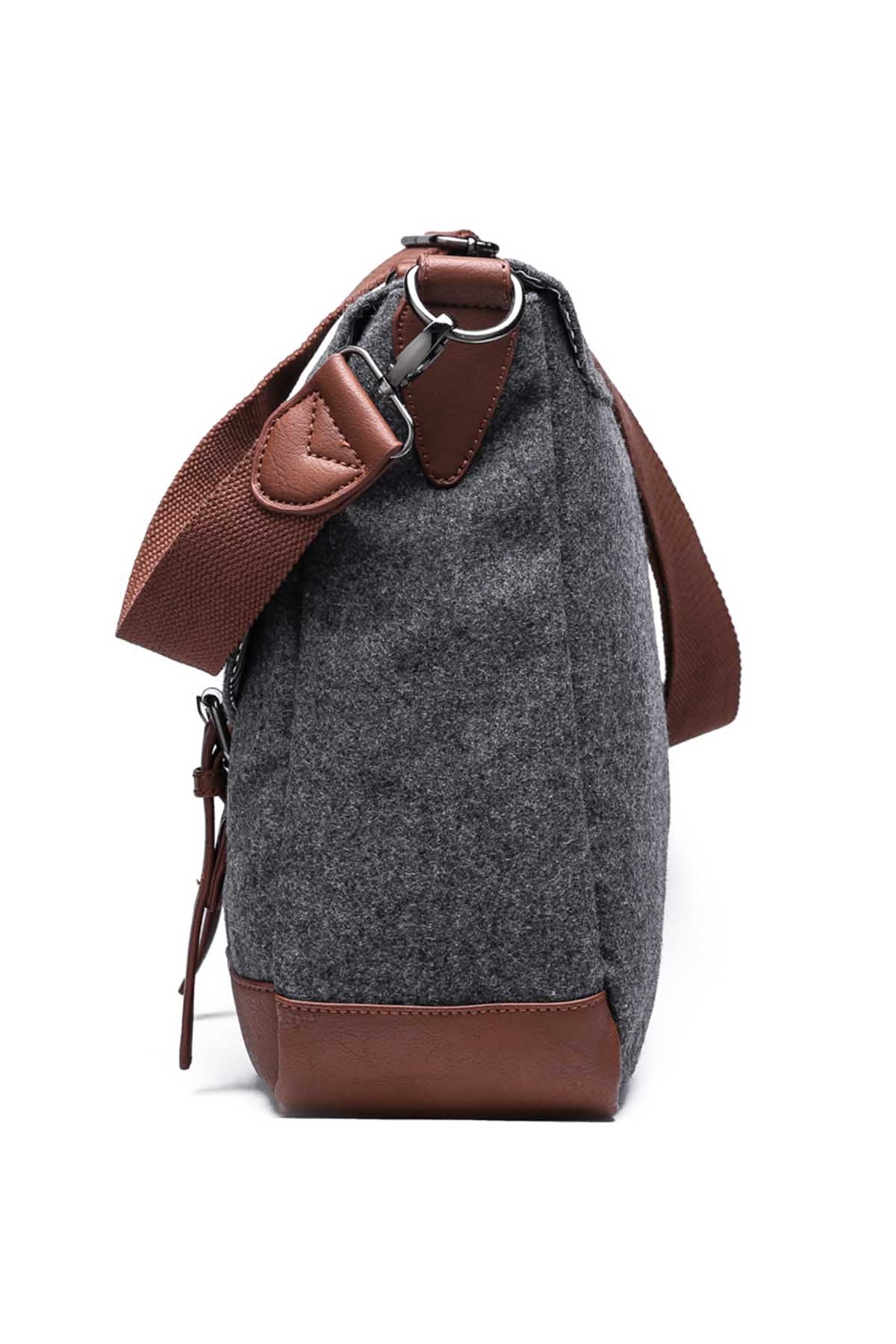 Something Strong Dark-Grey Something-Wooly Messenger Bag