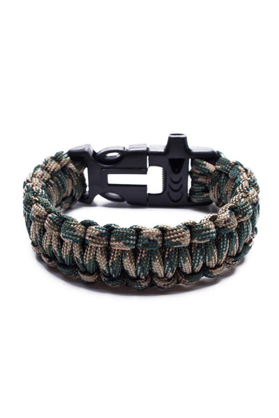 Something Strong Green-Camo Paracord Fire-Starting Survival Bracelet