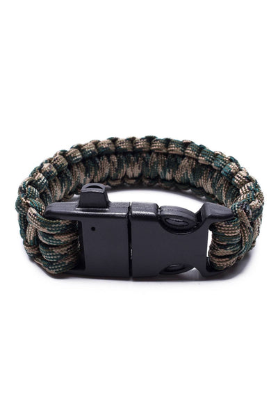 Something Strong Green-Camo Paracord Fire-Starting Survival Bracelet