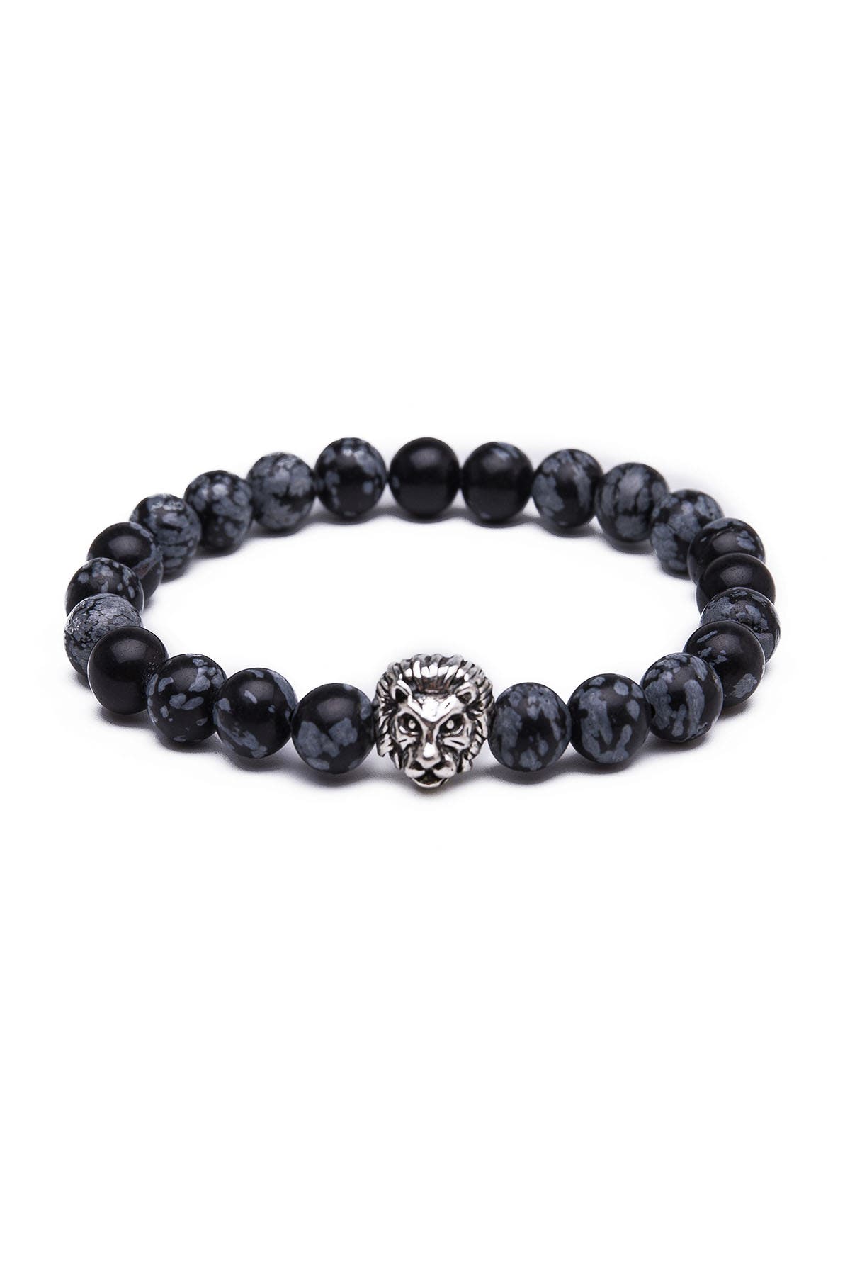 Something Strong Grey Snowflake Stone & Silver Lion Bracelet