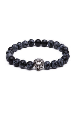 Something Strong Grey Snowflake Stone & Silver Lion Bracelet thumbnail 1