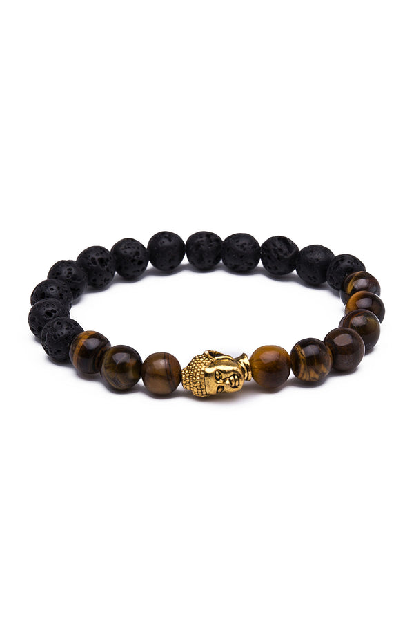 Something Strong Lava Stone & Gold Buddha Bracelet