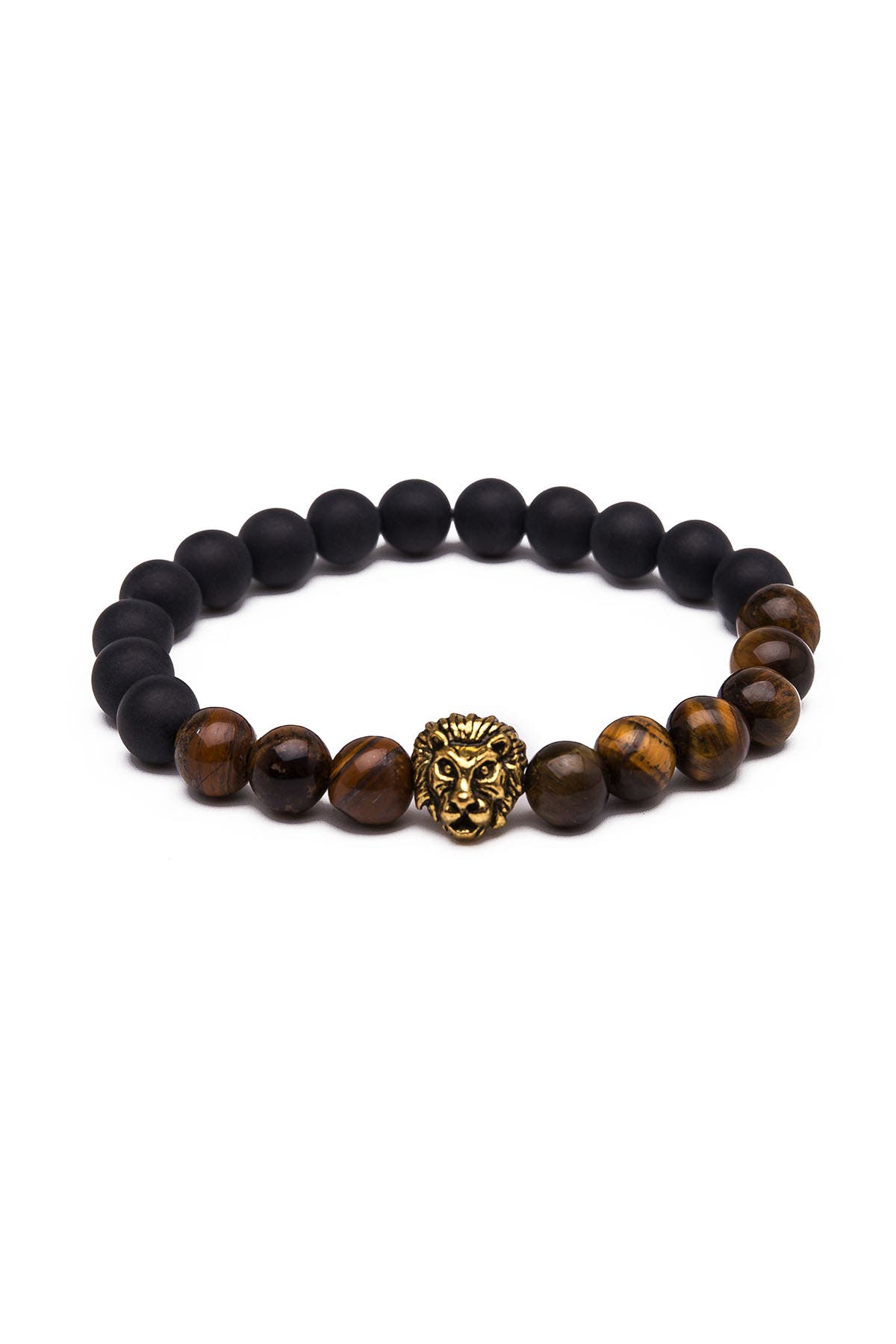 Something Strong Lava Stone & Gold Lion Bracelet