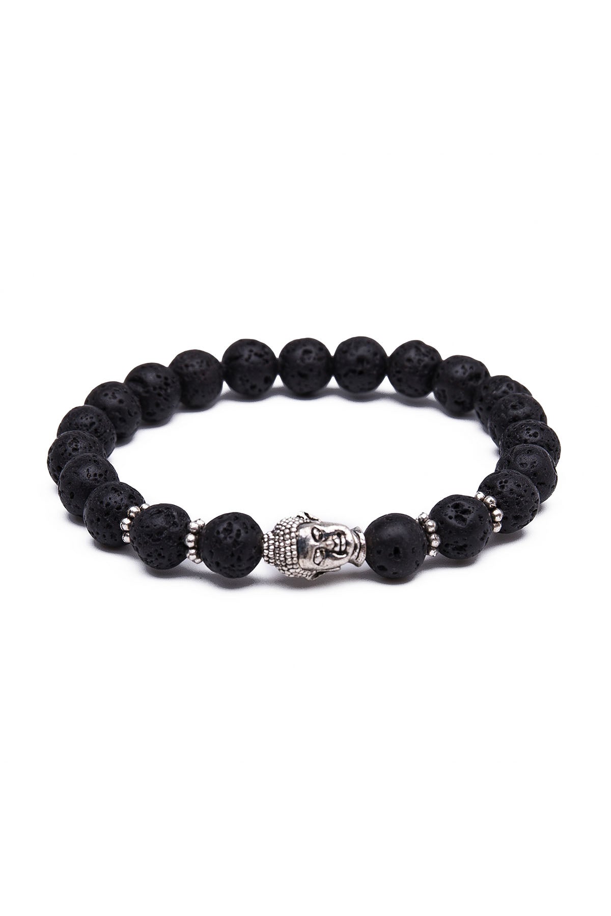Something Strong Lava Stone & Silver Buddha Bracelet