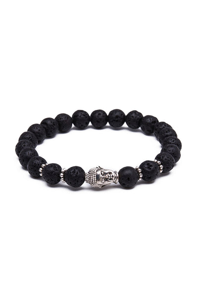 Something Strong Lava Stone & Silver Buddha Bracelet