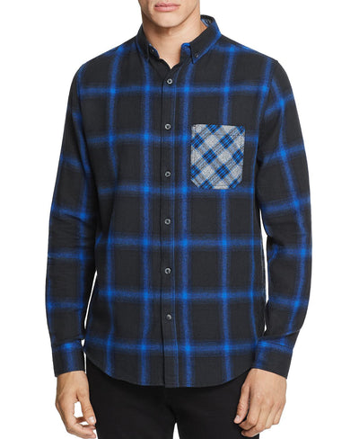 Sovereign Code Local Legend Mixed Print Flannel Button Down in Black/Blue