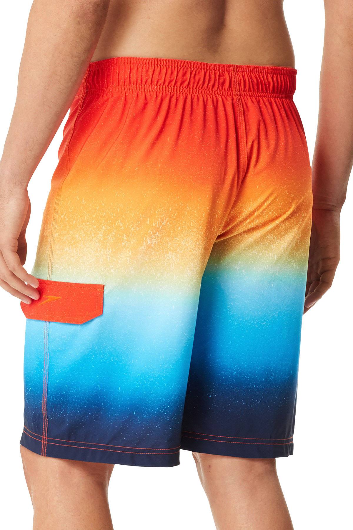 Speedo Electric-Orange Ombre Spray-Blend Board 9" Swim Trunk