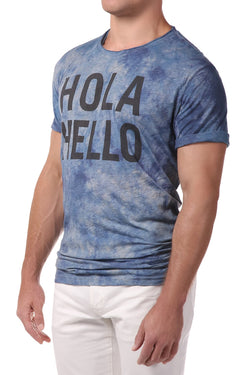 Spenglish Blue Tie Dye Hola Hello Tee thumbnail 2