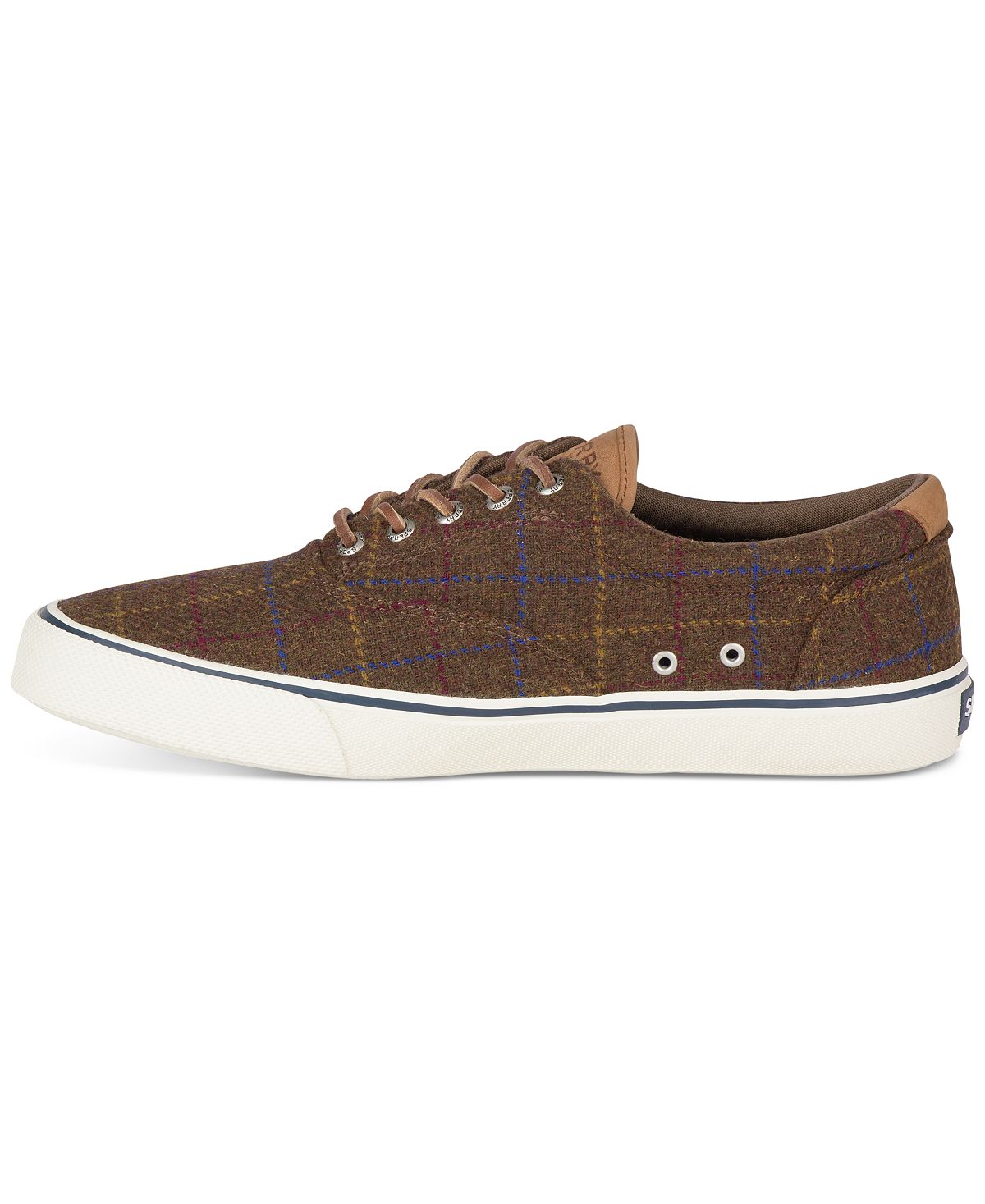Sperry Striper Ii Cvo Wool Plaid Sneakers Brown Plaid
