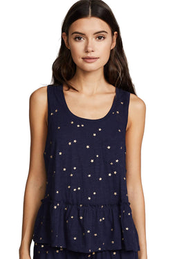 Splendid Intimates Navy Star-Print Ruffle Tank thumbnail 4
