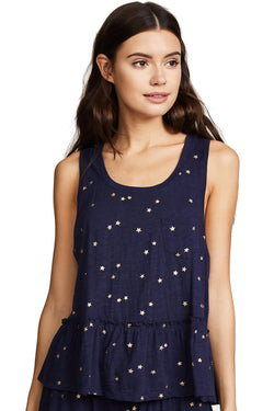 Splendid Intimates Navy Star-Print Ruffle Tank thumbnail 3