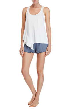 Splendid White Asymmetric Ruffle Tank thumbnail 4