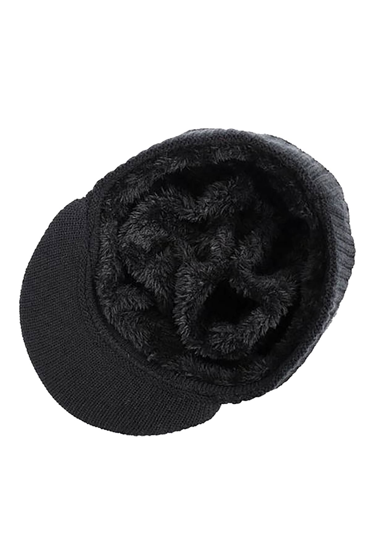Sport All Black Knit Fleece Lined Hat & Scarf 2-Piece Set