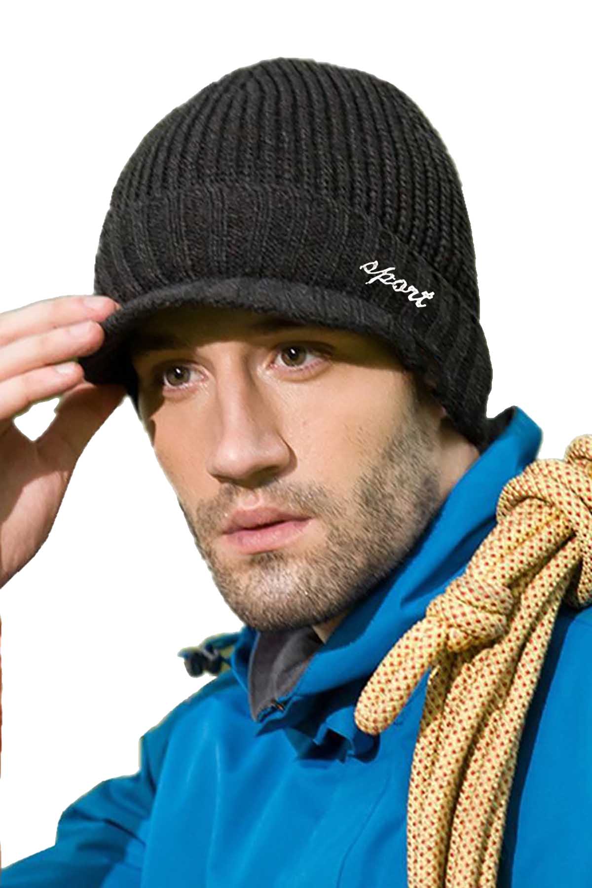 Sport All Black Knit Fleece Lined Hat & Scarf 2-Piece Set