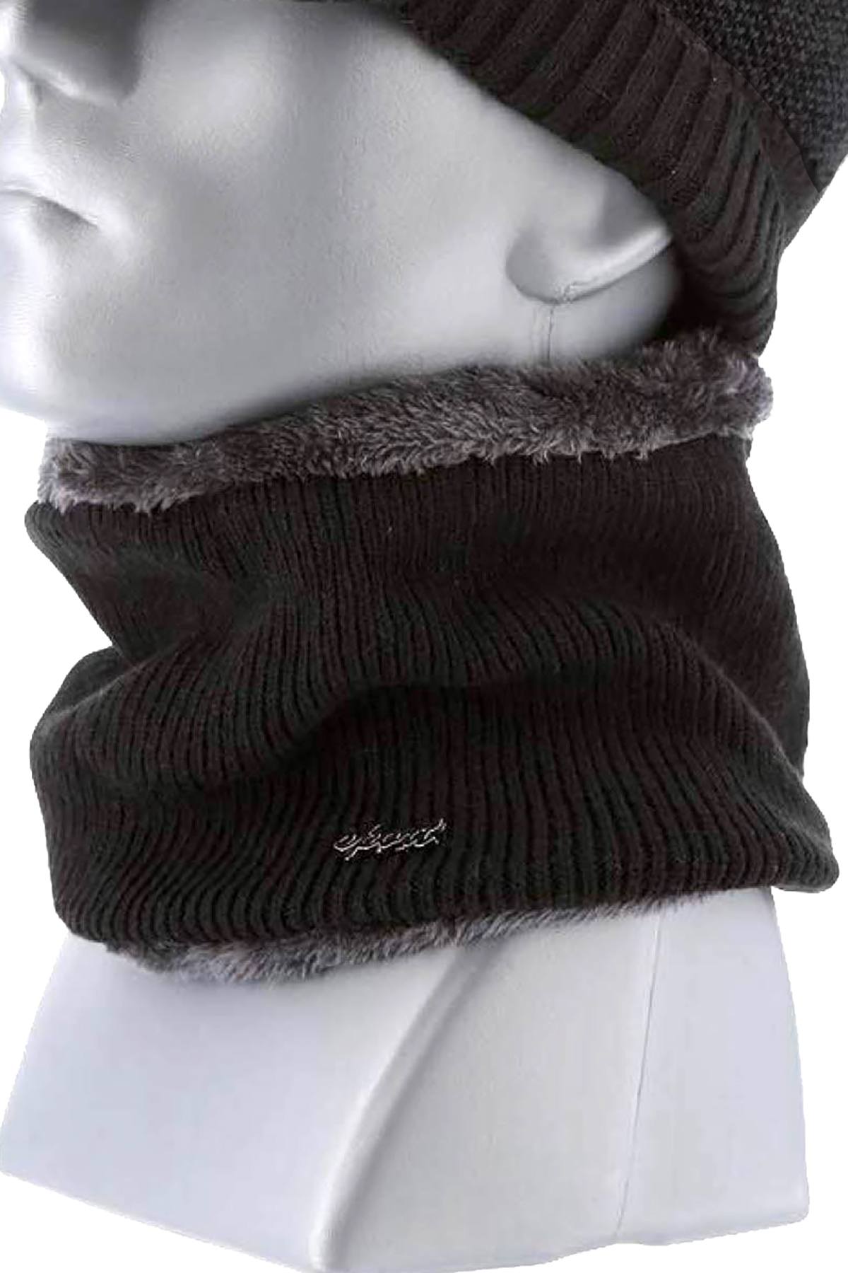 Sport Black Knit Fleece Lined Neck Warmer