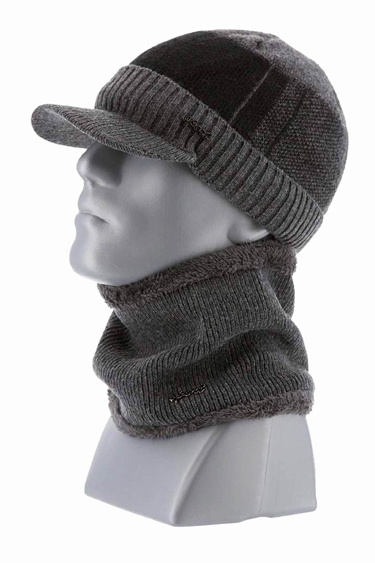 Sport Grey Knit Fleece-Lined Hat & Scarf 2-Piece Set