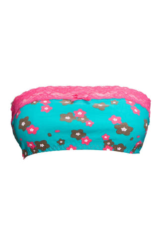 Spreegirl Teal Arts And Crafts Flower Bandeau Bra